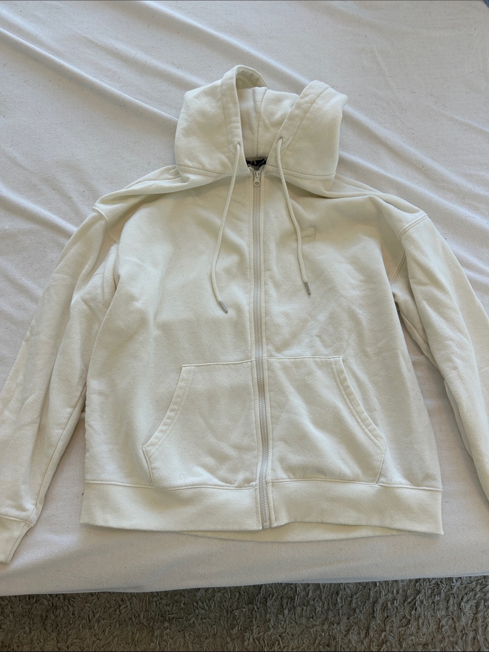 Forever 21 Cream Zip-Up Hoodie Jacket